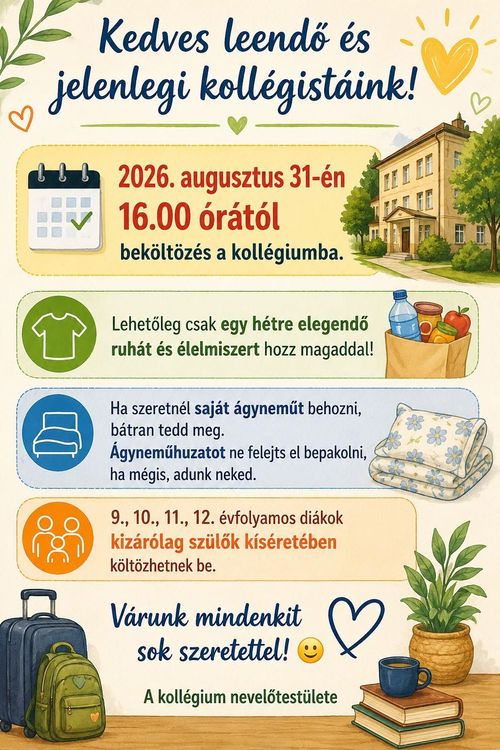 Beköltözés a kollégiumba