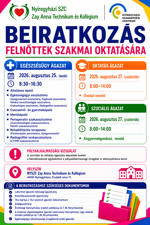 Beiratkozással kapcsolatos információk a felnőttek részére
