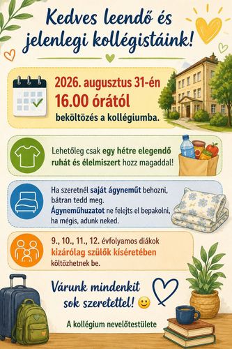 Beköltözés a kollégiumba