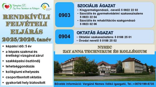 Rendkívüli felvételi eljárás 2025/2026. tanév