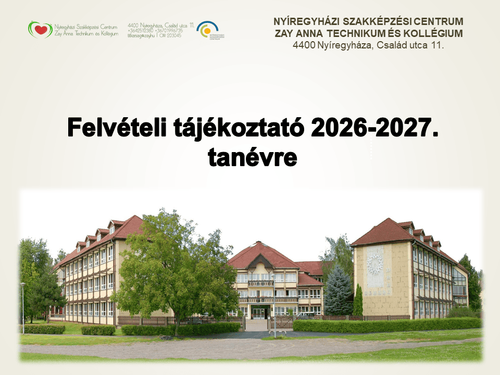 Felvételi tájékoztató 2026-2027. tanévre